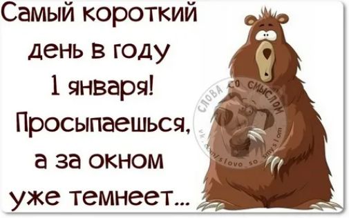 Самый короткий день в году 1 января Просыпаешься а за окном уже темнеет
