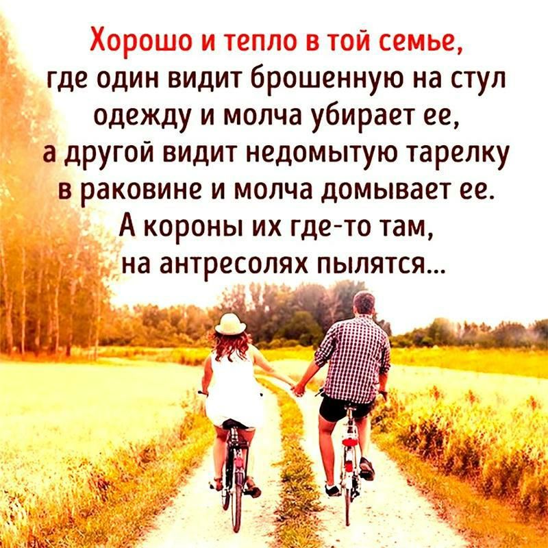 где один видит брошенную на стул одежду и молча убирает ее а другой видит недомытую тарелку в раковине и молча домывает ее А короны их где то там на антресолях пылятся