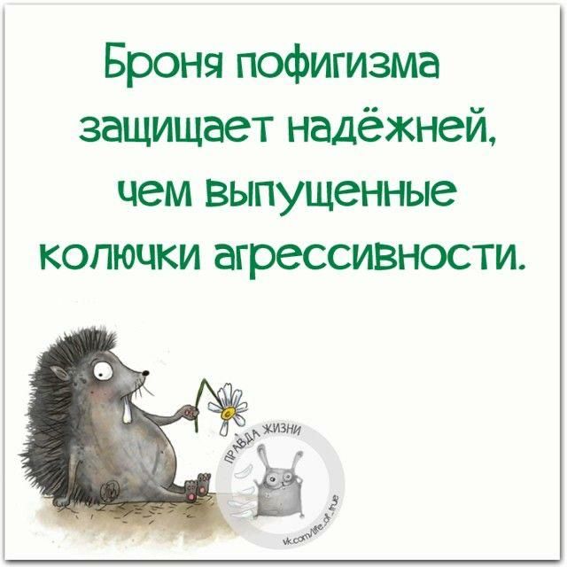 Броня пофигизма защищает надёжней чем выпущенные колючки агрессивности