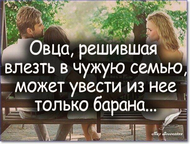влезть в чужую семью может увести из нее на только барана