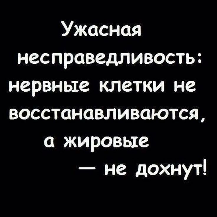 Ужасная несправедливость нервные клетки не восстанавливаются жировые не дохнут