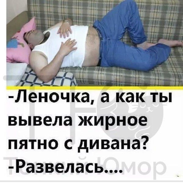 щ Леночка а как ты вывела жирное пятно с дивана Развелась