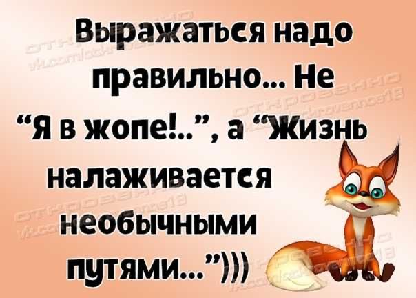 Выражаться надо правильно Не я в жопе а Жизнь налаживается необычными путями _