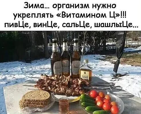Зима организм нужно укреплять Витамином Ц пивЦе винЦе сальЦе шашлыЦе 1 д