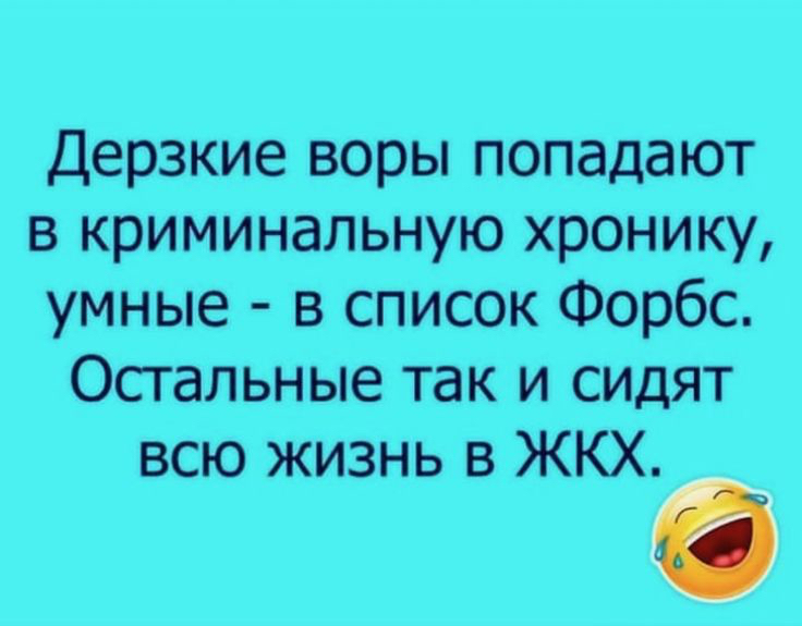 Дерзкие воры попадают в криминальную хронику умные в список Форбс Остальные так и сидят всю жизнь в ЖКХ
