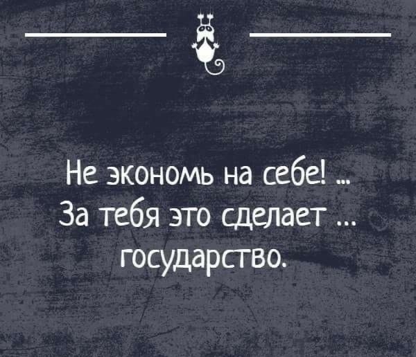 Не экономь на себе За тебя это сделает государство ЫтШжшош шд