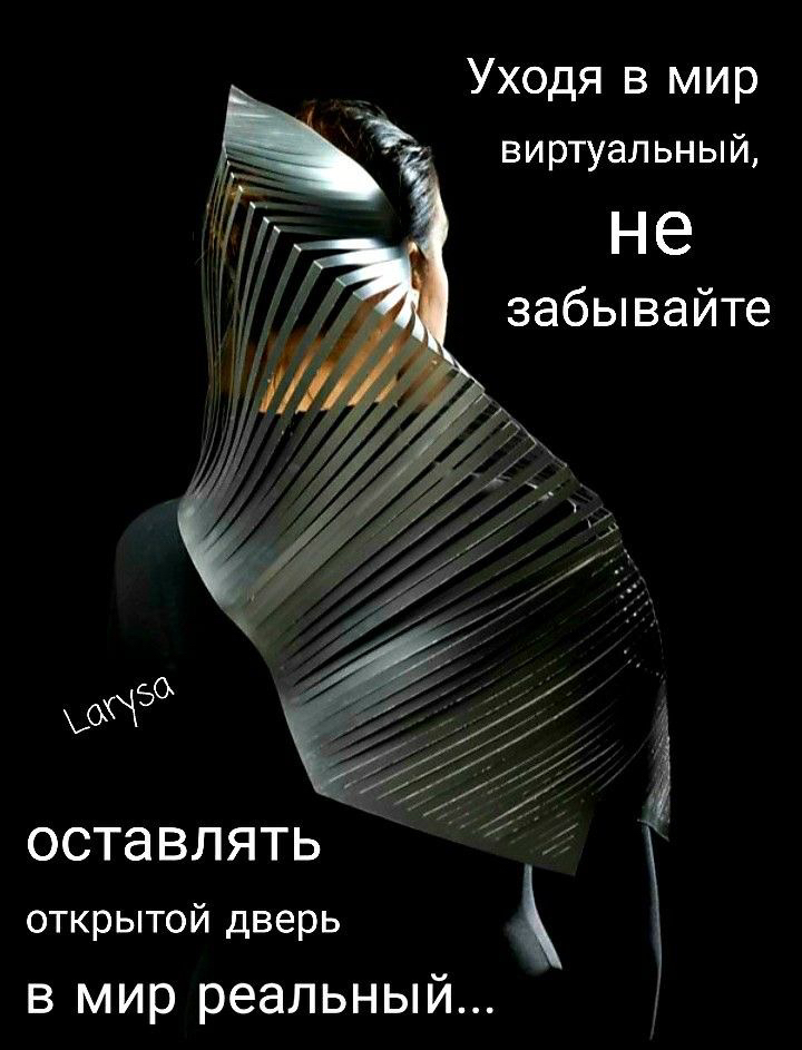 Уходя в мир виртуальный не забывайте оставлять открытой дверь в мир реальный