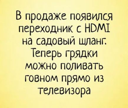 В продаже появился переходник с НВМ1 на садовыи шланг Теперь грядки можно поливать говном прямо из телевизора