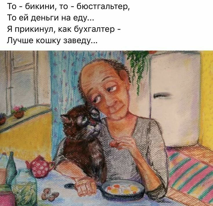 То бикини то бюстгальтер То ей деньги на еду Я прикинул как бухгалтер Лучше кошку заведу