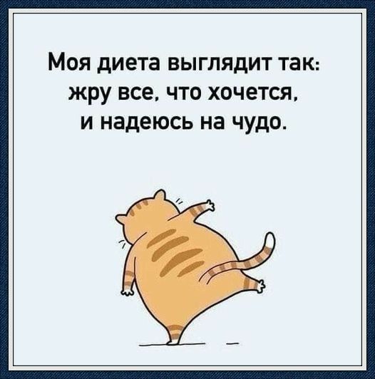 МОЯ диета ВЫГЛЯДИТ ТЗК жру все ЧТО хочется И надеюсь на ЧУДО