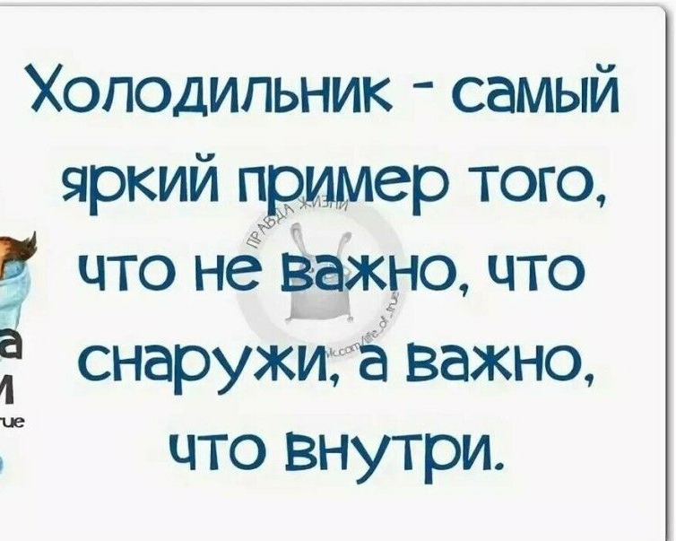 Холодильник самый яркий пример того 5 что нё важно что а снаружи Ё важно 1 что внутри