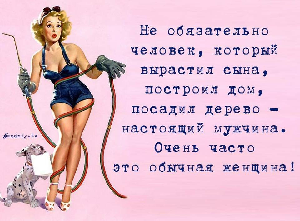НЮ обязательно человек который вырастил сына построил дом посадил дерево настоящий мужчина Очень часто это обычная женщина