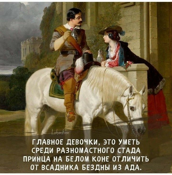 ГЛАВНОЕ дЕВОЧКИ ЭТО УИЕТЬ СРЕДИ РАЗНОМАСПЮГО СТАЛА ПРИНЦА А БЕЛОМ КВНЕ ОТЛИЧИТЬ 0Т ВСАДИИКА БЕЗЛНН ИЗ АДА