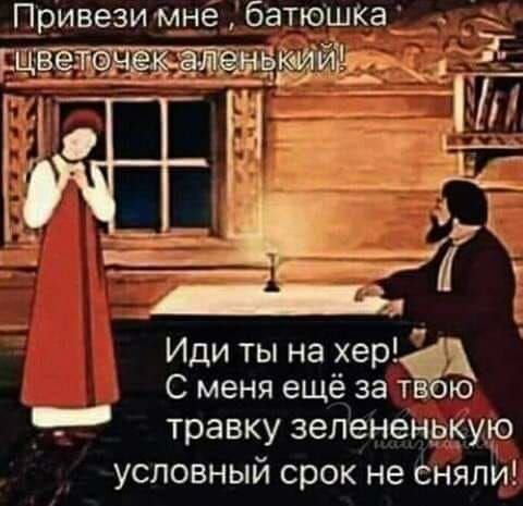 Пріивезимне батюшКа_ _ 42 Иди ты на _ер дх _ С меня ещё за травку зелененькую условный срок не сняли