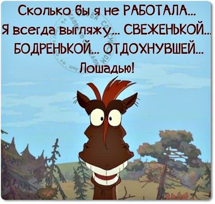 Сколько быдэ не РАБОТАМ Я всегда выгляжу СВЕЖЕНЬКОЙ БОДРЕНЬКОЙ бТдОХНУВШЕЙ ПоШадью