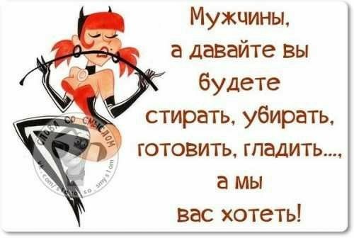 Мужчины а давайте вы будете стирать убирать готовить гладить а мы вас хотеть