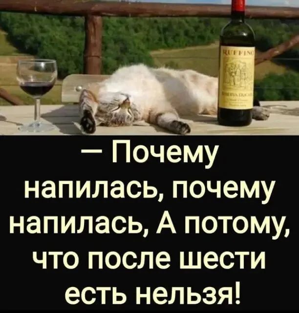 напилась почему напилась А потому что после шести есть нельзя