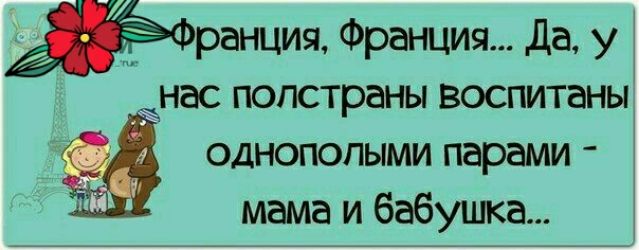 нция Франция Да у нас полстраны воспитаны однополыми парами мама и бабушка
