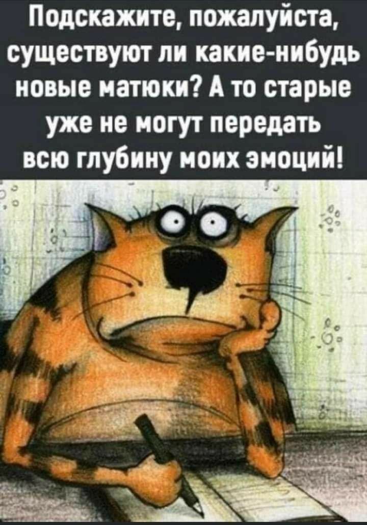 Подскажите пожалуйста существуют ли какие нибудь новые матюки А то старые уже не могут передать всю глубину моих эмоции