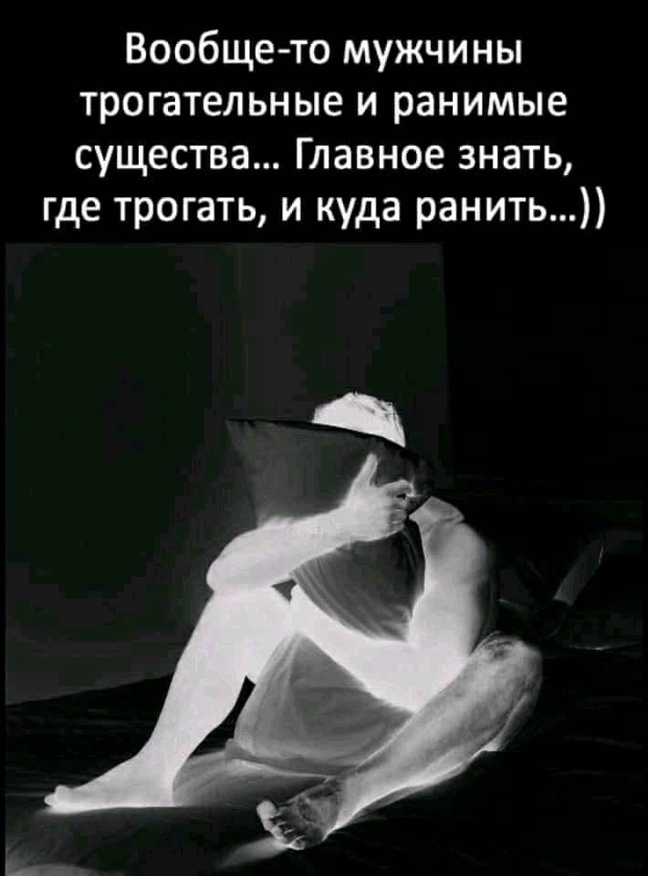 Вообще то мужчины трогательные и ранимые существа Главное знать где трогать и куда ранить