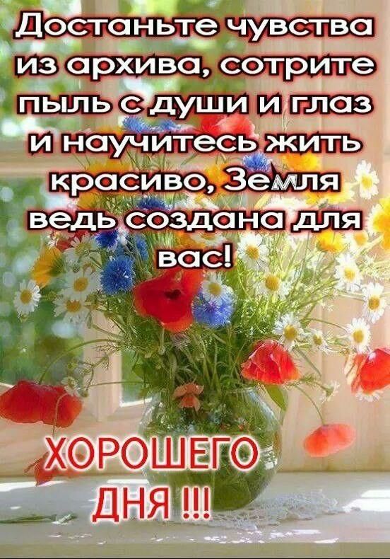 ДОСТОНЬТе ЧУВСТВО из пыль с души и глаз научитесь жить ХОРОШЕГЭ дняішт
