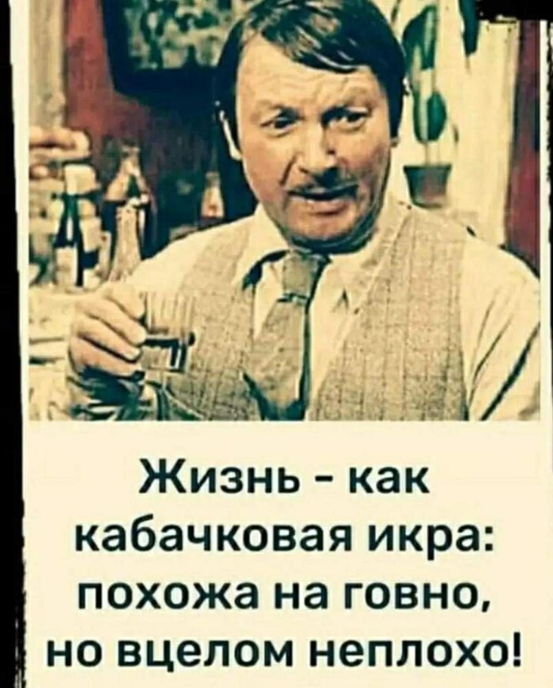 Жизнь как кабачковая икра похожа на говно но вцелом неплохо