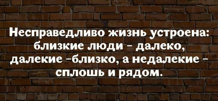Несправедливо жизнь устроена бЛИЗКИС люди _ далеко далекие близко недалекие сплошь И рядом