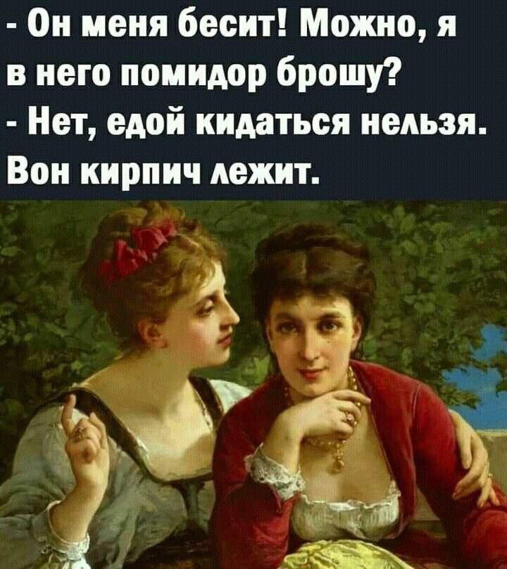 Он меня бесит Можно я в него помидор брошу Нет едой кидаться нельзя Вон кирпич лежит
