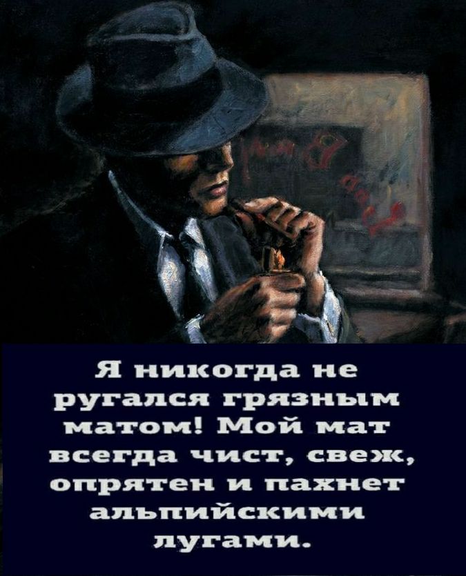 я никогда не ругался грязным матом Мой мат всегда чист свеж опрятеи и пахнет альпийскими лугами