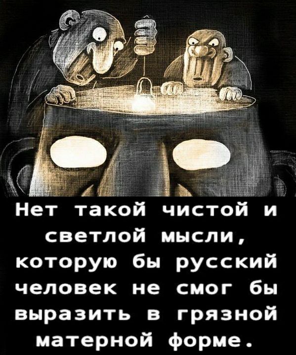 Нет такой чистой и светлой мысли которую бы русский человек не смог бы выразить в грязной матерной форме