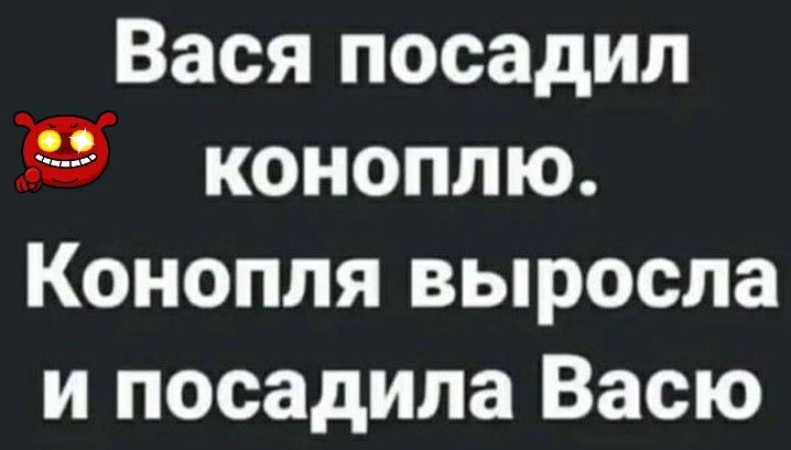 Вася посадил 9 коноплю Конопля выросла и посадила Васю