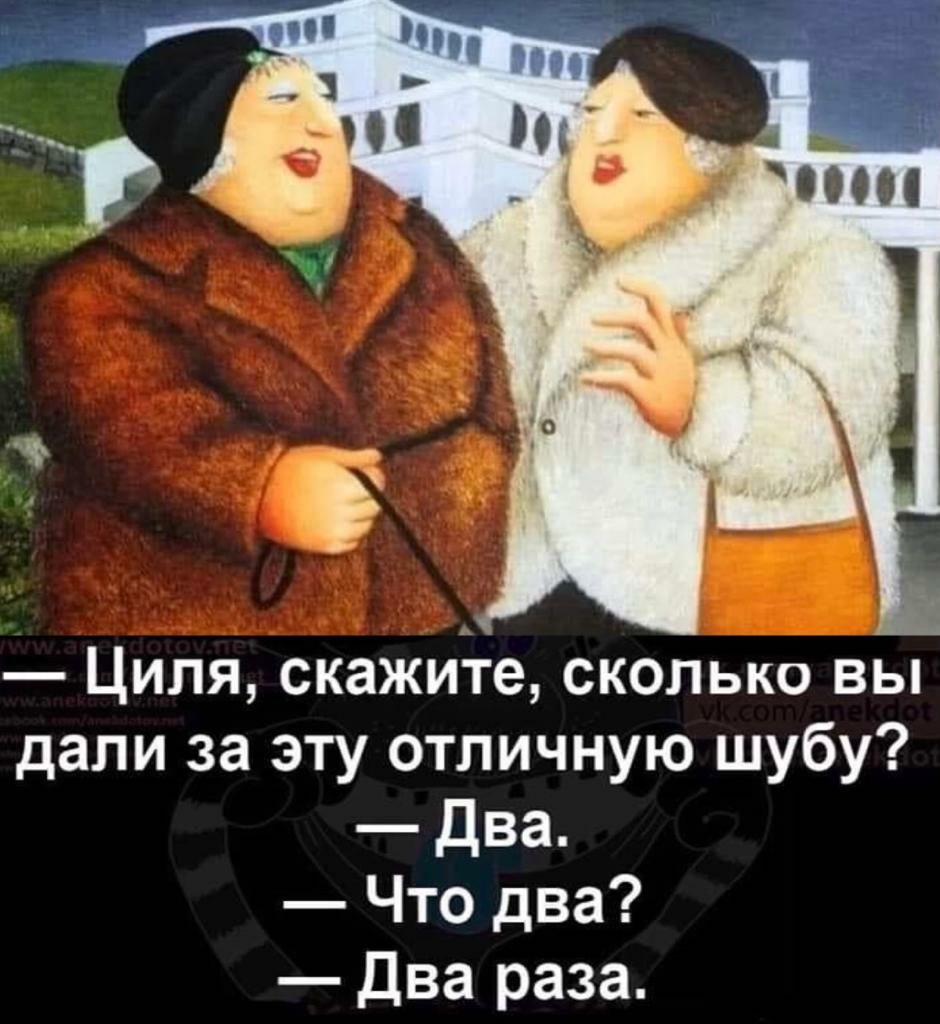 Циля скажите сколько вы дали за эту отличную шубу Два Что два Два раза