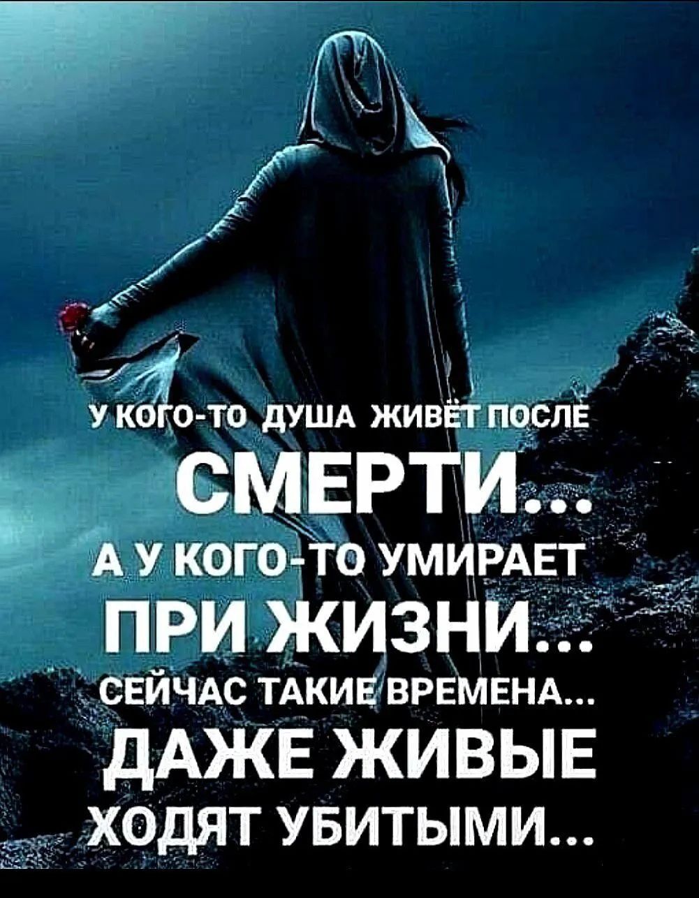 мк укшо то души живёт поспЁ смврти_ А У кого То умирдвт ПРИ ЖИЗНИ і СЕЙЧАС ТАКИЕВРЕМЕНА дАЖЕ ЖИВЫЕ ХОДЯТ УБИТЫМИ