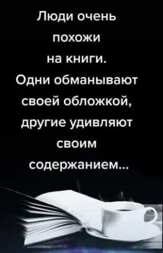 Люди очень похожи на книги Одни обманывают своей обложкой другие удивляют своим содержанием