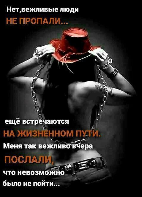 Нетвежливые люди НЕ ПРОПАЛИ ещё вид даются НА жизнЕнном пути Меня так вежййіпіе посмлф что невозмойб было не пойти
