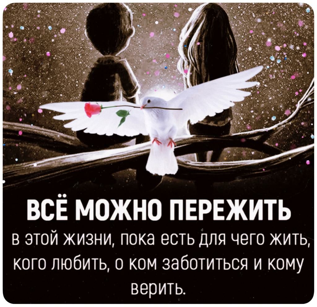 ВСЁ МОЖНО ПЕРЕЖИТЬ в этой жизни пока есть для чего жить кого любить 0 ком заботиться и кому верить