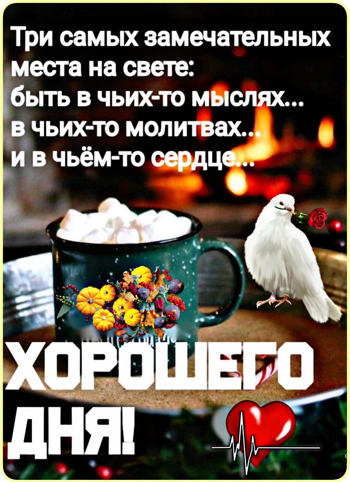Три самых замечательных места на свете быть в чьих то мыслях в чьих то молитвах и _в чьём то сердце