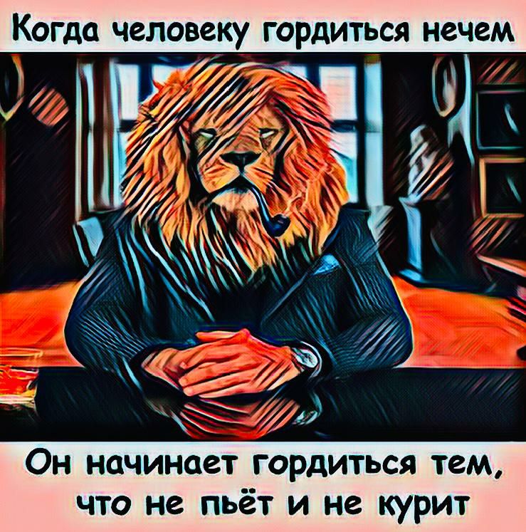 КОГДЦ человеку ГОРДИТЬСЯ нечем _ Он начинает гордиться тем что не пьёт и не курит