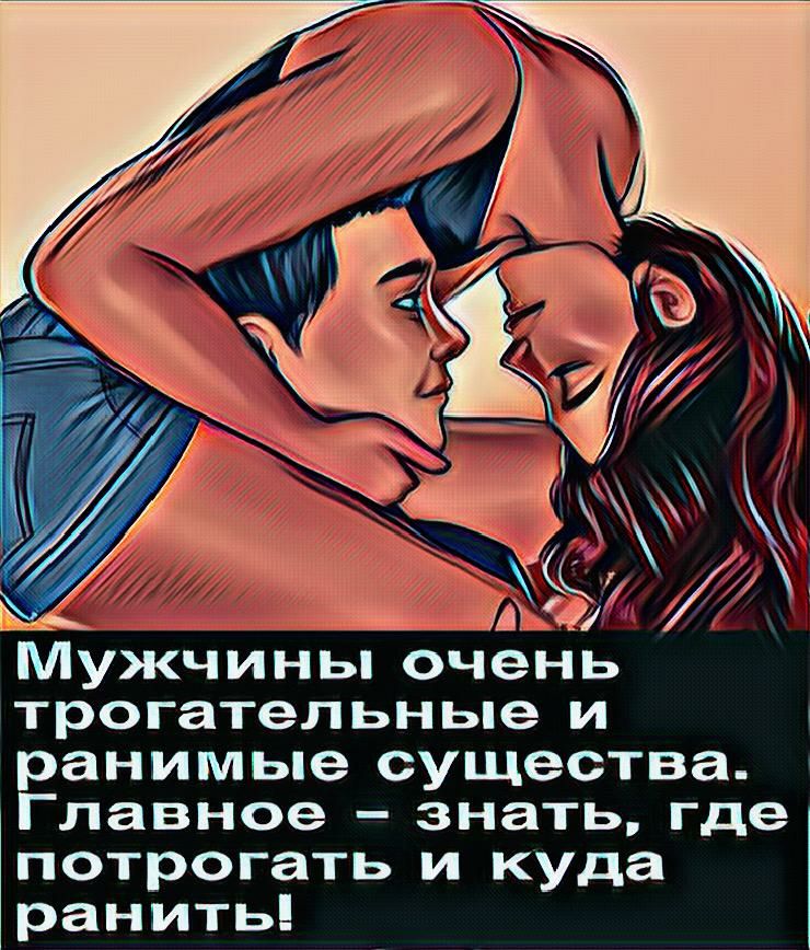 Мужчины очень трогательные и ранимые существа Главное знать где потрогать и куда ранить
