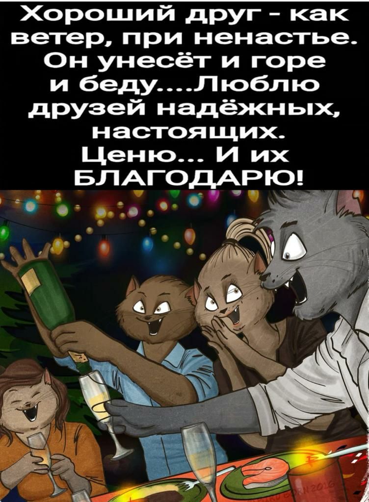 Хороший друг как ветер при ненастье Он унесёт и горе и бедуЛюблю друзей надёжных настоящих Ценю И их БЛАГОДАРЮ