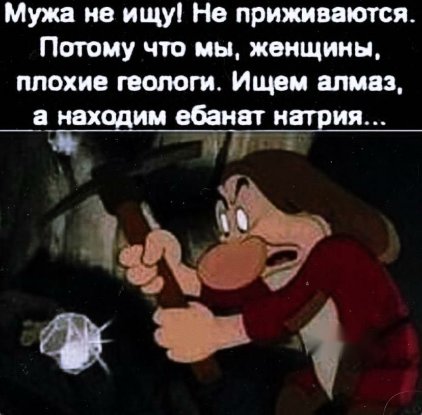Мужа не ищу Не приживаются Потому что мы женщины плохие геологи Ищеи алмаз