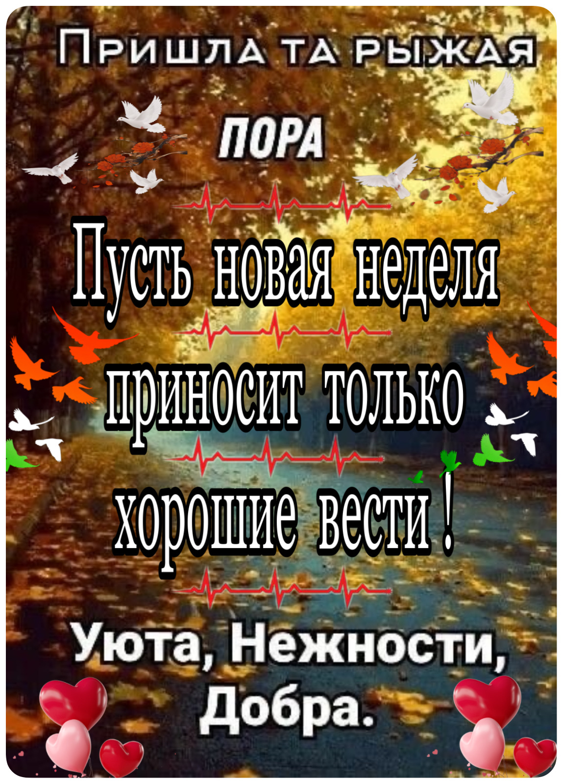 Ц _ Ь _ у 014 Пусть ЁоваЁ неделя ДРИНОСИТ ТОЛЬКО 1 хорошЁе вести Уюта Нежности добра