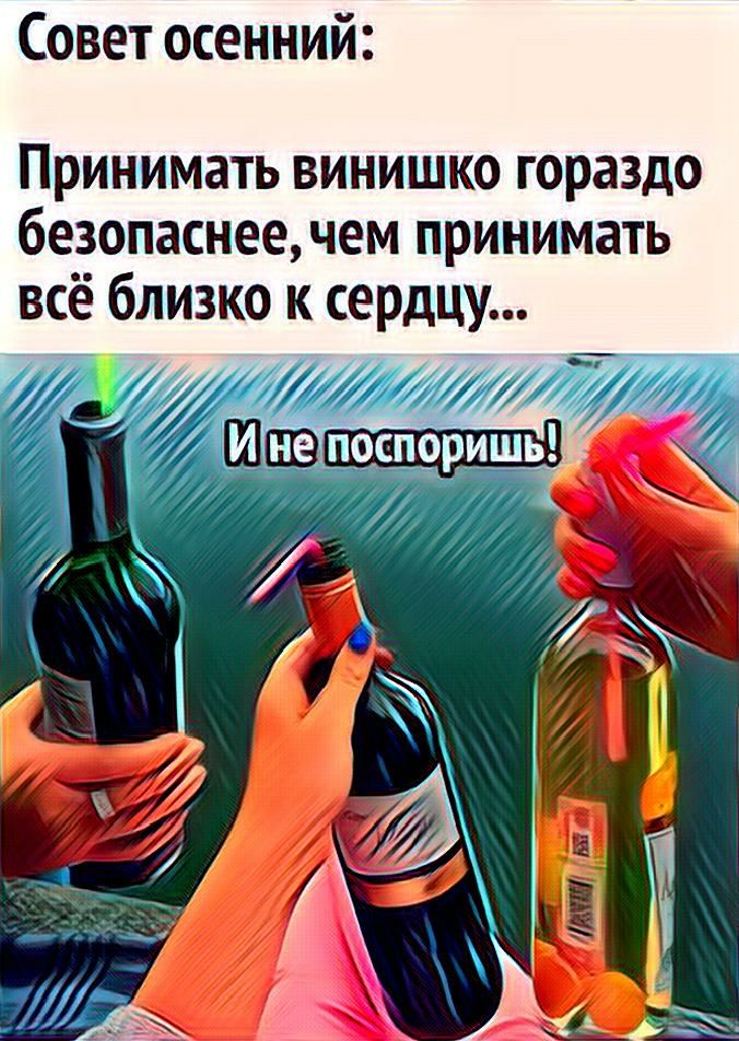 Совет осенний Принимать винишко гораздо безопаснее чем принимать всё близко к сердцу