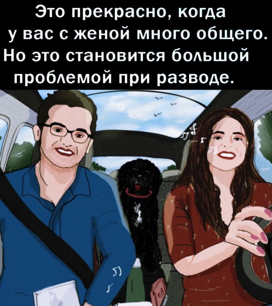 Это прекрасно когда у вас с женой много общего Но это становится бодьшой пробемой при разводе