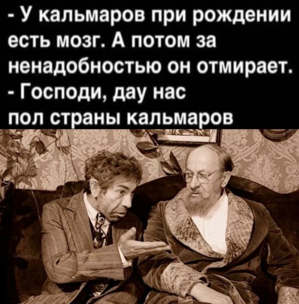 У кальмаров при рождении есть мозг А потом за ненадобностью он отмирает Господи дву нас