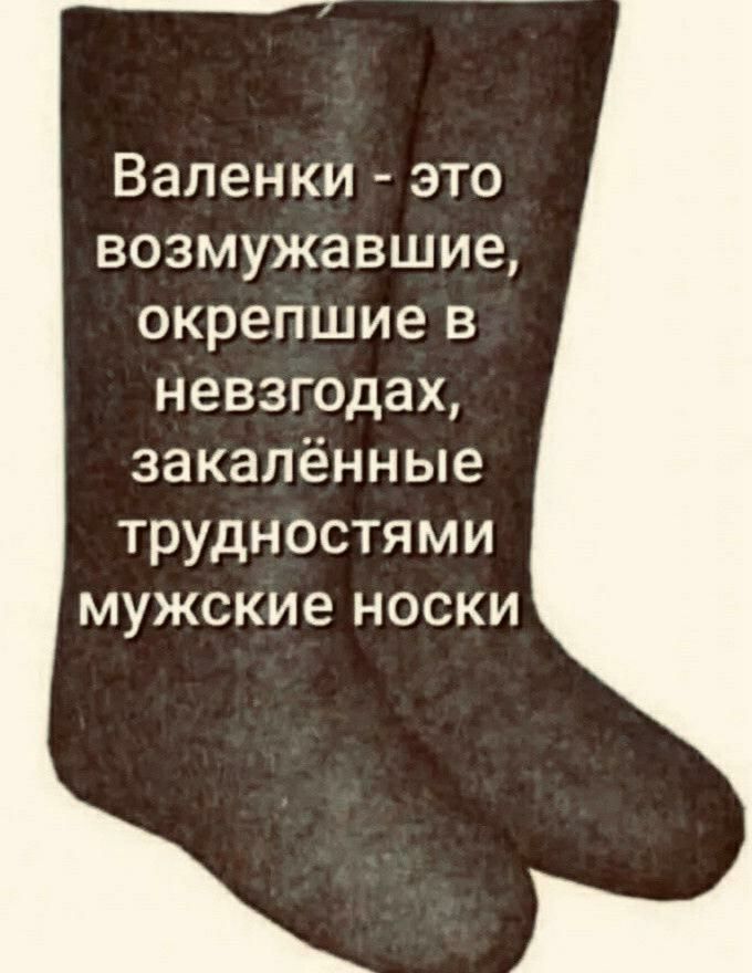 Валенки это возмужавшие окрепшие в невзгодах закалённые трудностями мужские носки