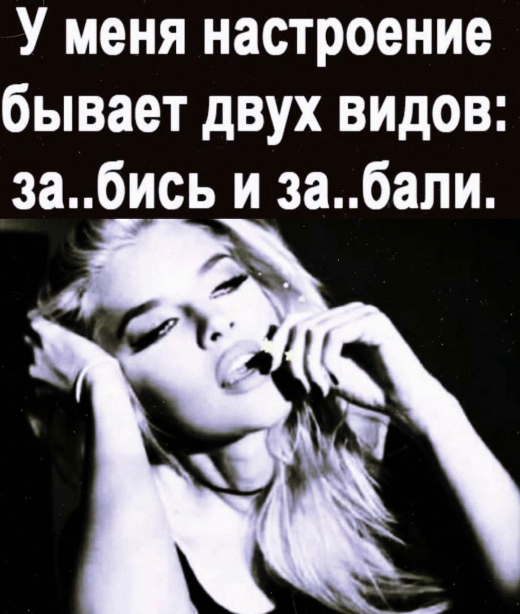 У меня настроение бывает двух видов забись и забали