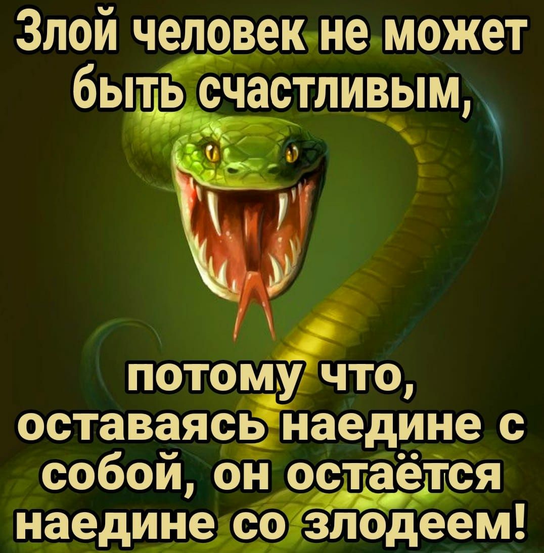Злой чтзвек не может быть счастливым потому что оставаясёйаедине с собой ойдстаёіфся наедцнэдфізлодеем