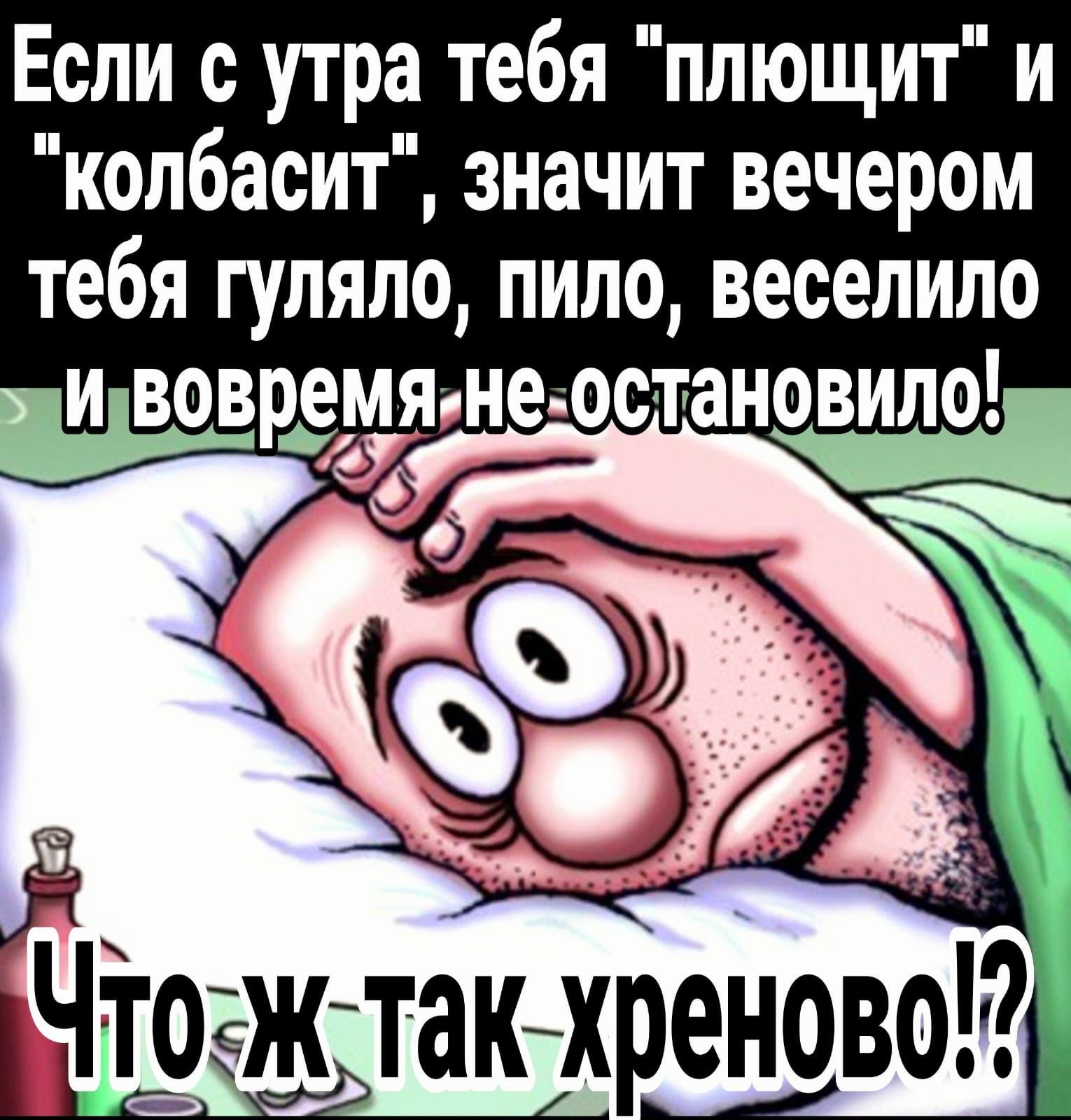 Если с утра тебя плющит и колбасит значит вечером тебя гуляло пило веселипо...