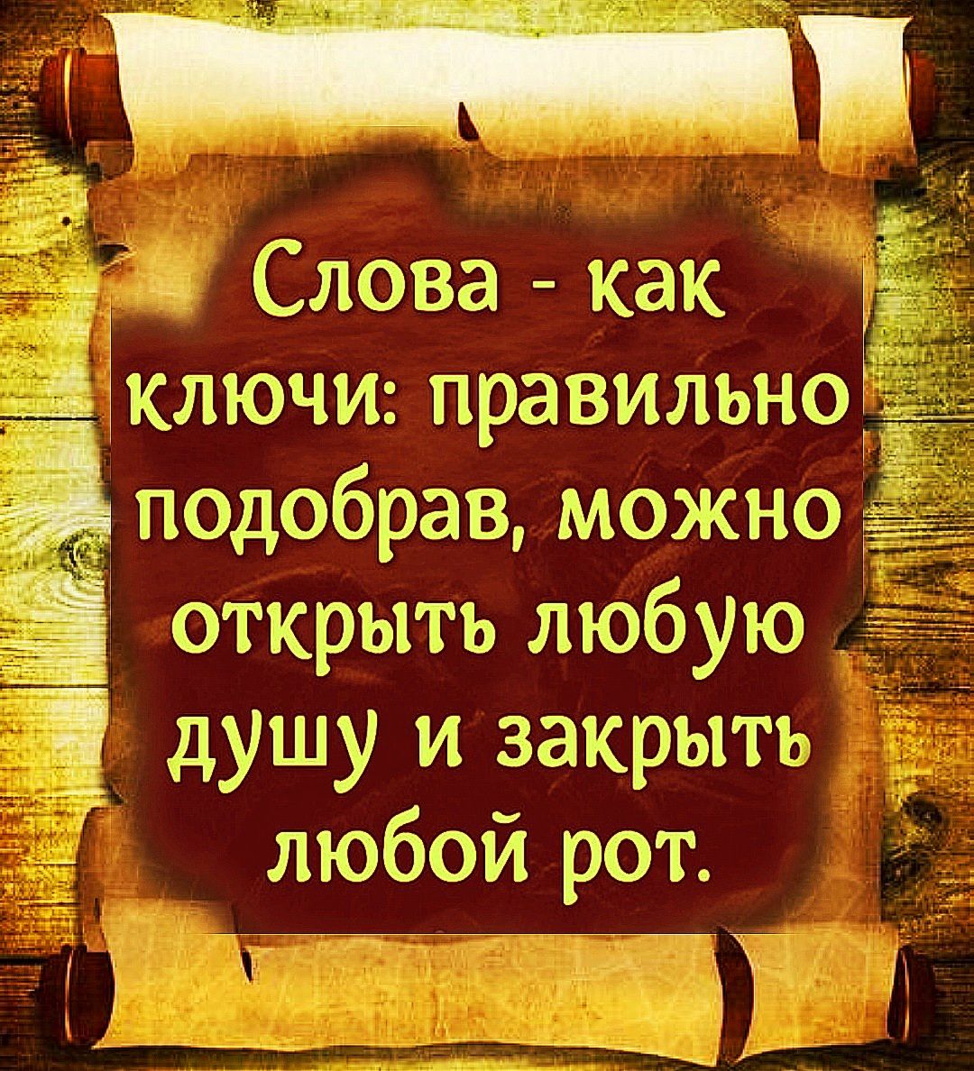 Слова как ключи правильно анодобрац можно открыть любую __ душу и закрыть любой рот